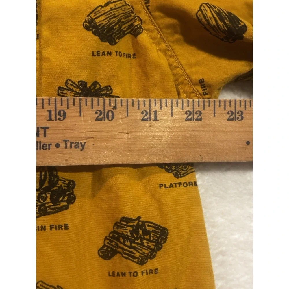 The North Face Shirt Mens XL Yellow Short Sleeve Button Down Campfire Print